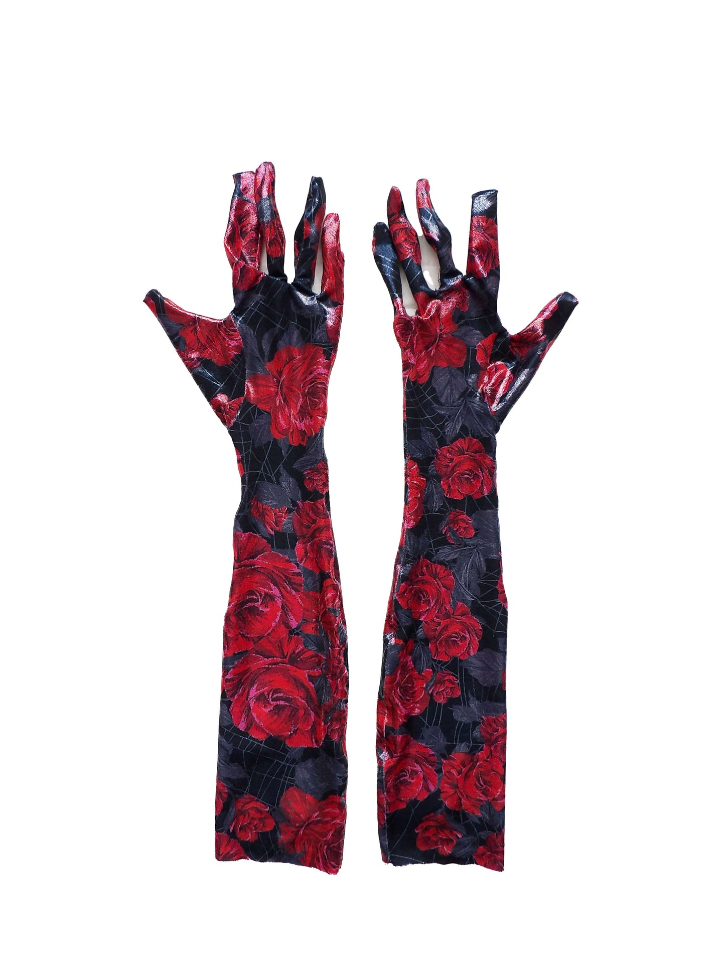 rose pattern opera length gloves