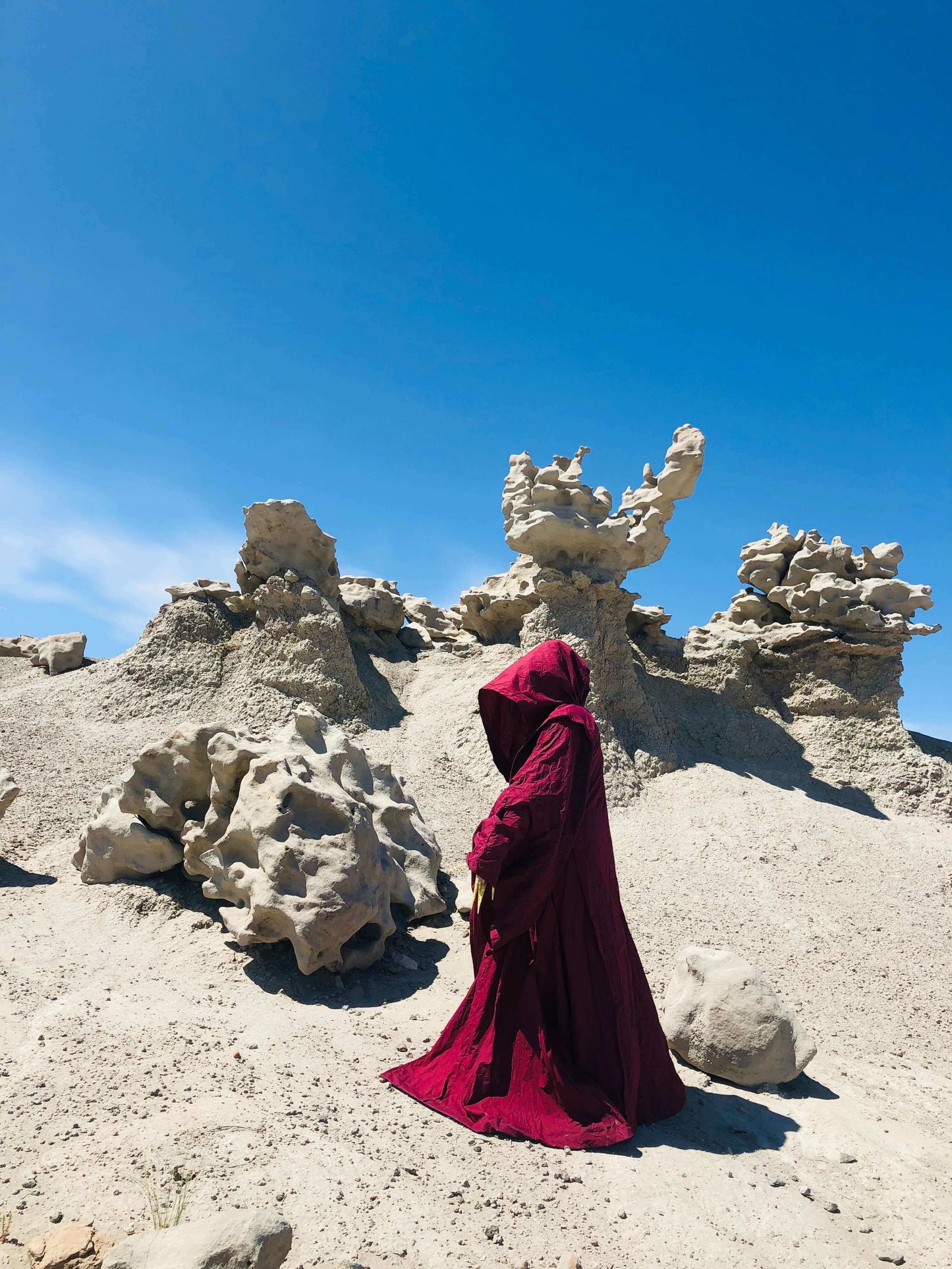 Rose Red Occult Robe with Front Closures and Giant Hood and Oversized sleeves, red witch robe, warkock robe, blood red cloak, wine red robe